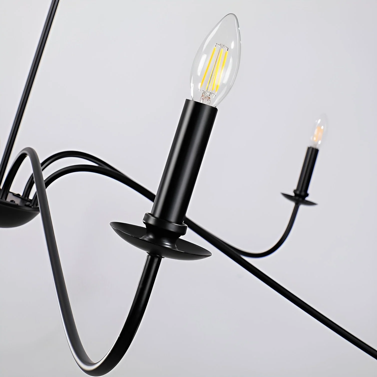 6-Light Classic French Minialist Chandelier with Candle-Style Lighting Black
