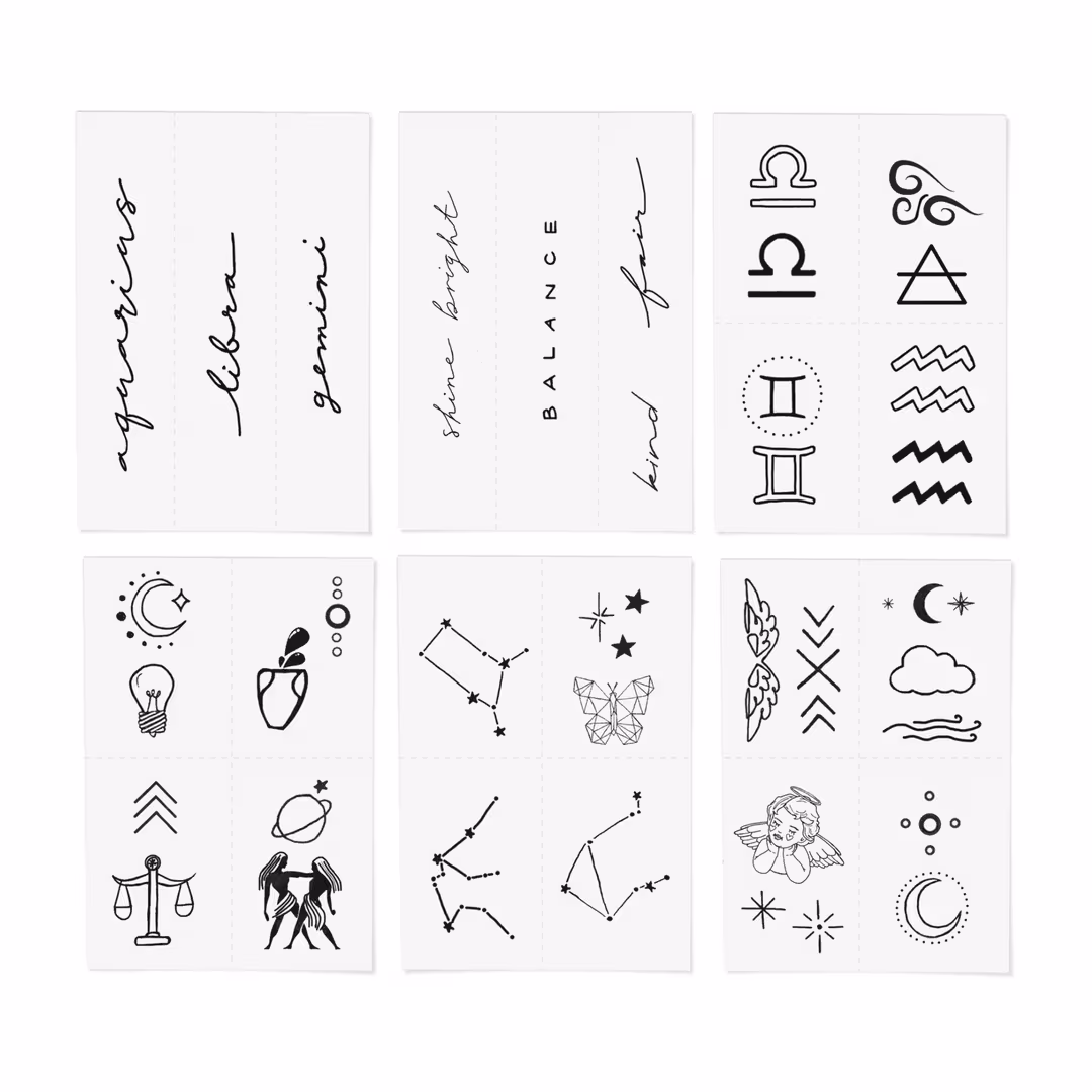 Inked by Dani  Zodiac Collection: Air Signs Temporary Tattoo Pack