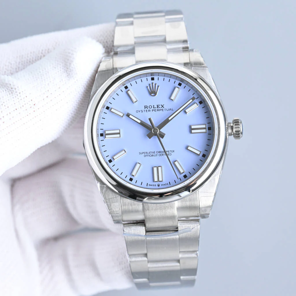 Rolex Watch Perpetual 41mm Silver Light Blue