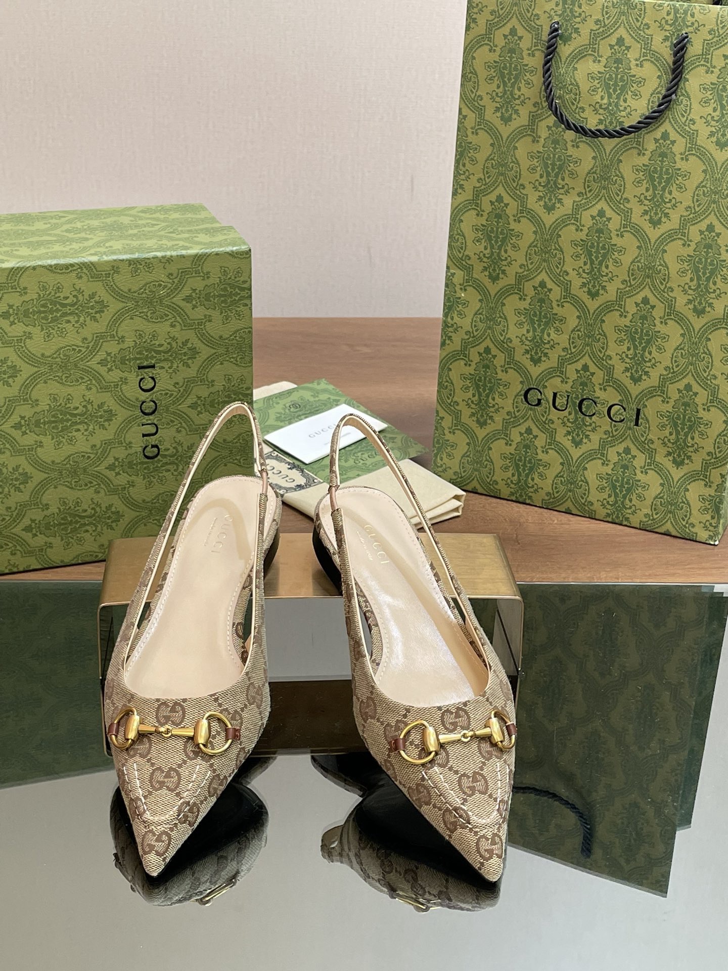 Gucci Horsebit Slingback Ballet Flat Sandals