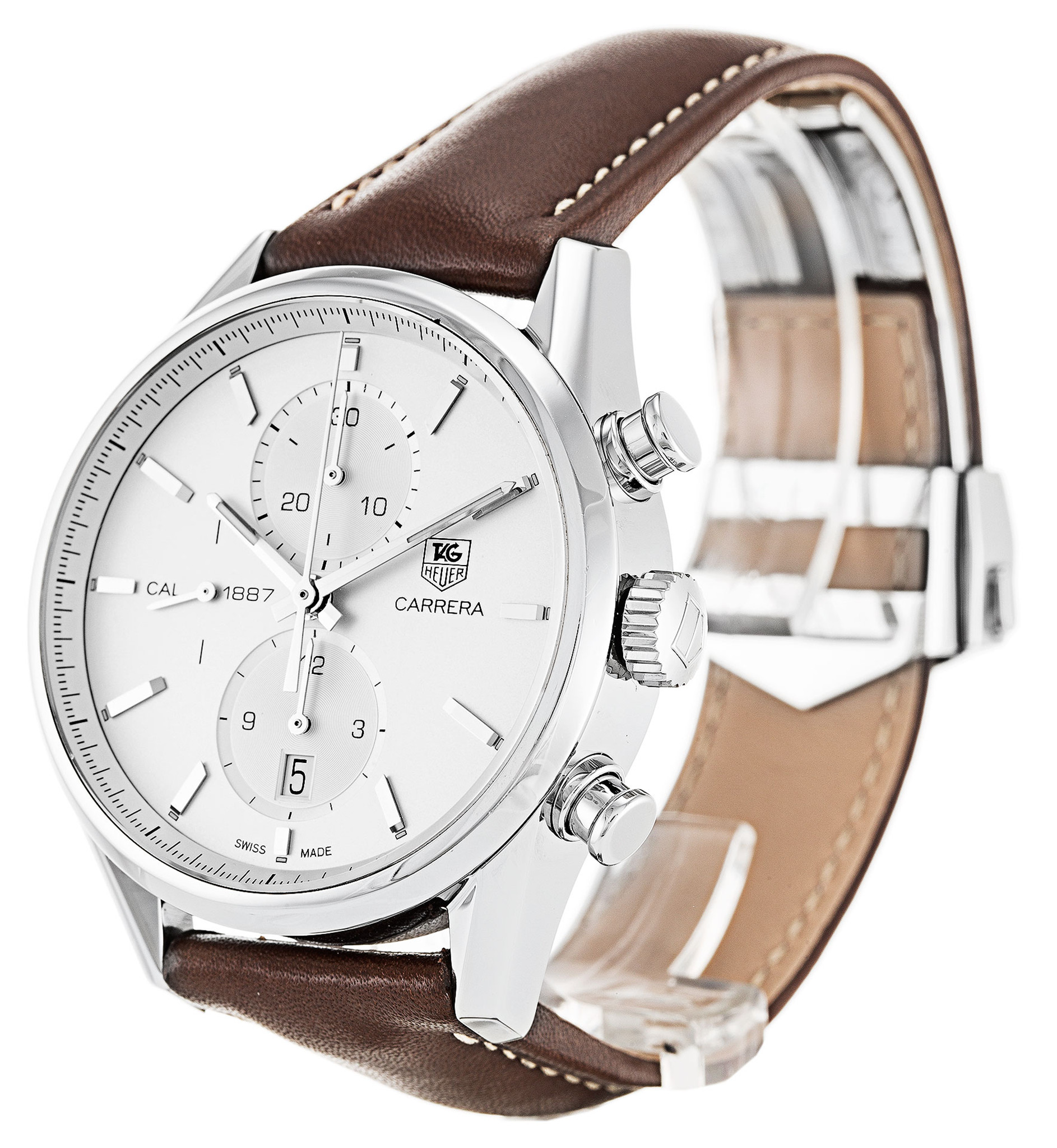 Replica Tag Heuer Carrera CAR2111.FC6291 White Dial Leather Strap 41MM