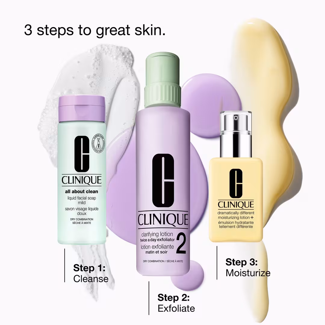 Clinique  Healthy Skin Routine: Mini 3-Step Skincare Set For Dry Combination Skin