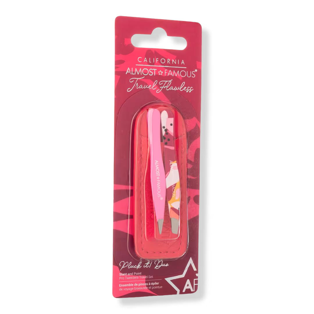 Almost Famous  Precision Tweezer Duo with Genuine Leather Travel Case