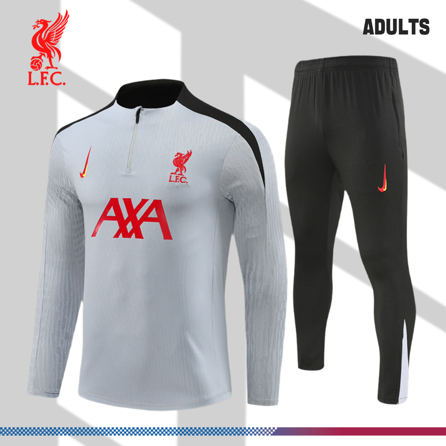 2024/2025 Liverpool Grey Adult Half Zip Training Suit (Adult Kit)