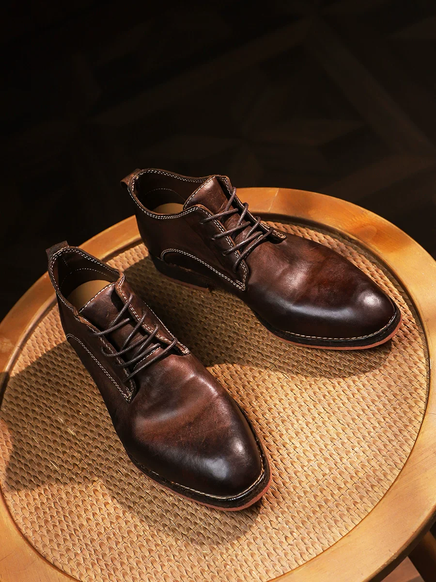 Handmade washed horse leather shoes