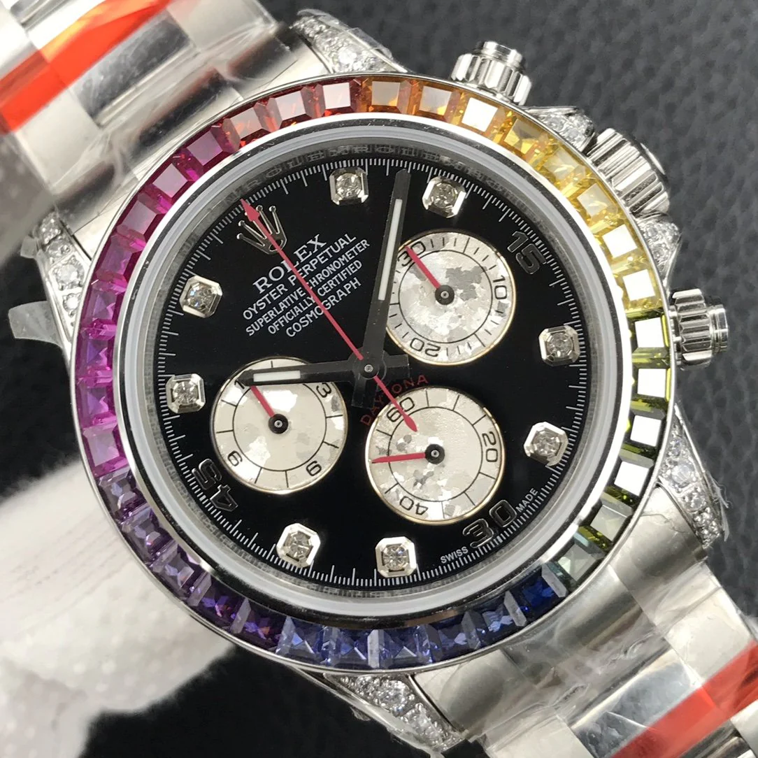 Rolex Watch DAYTONA WHITE GOLD CUSTOM RAINBOW 116520 Watch