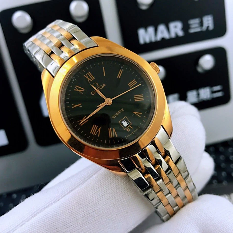 Omega Watch DE VILLE 33MM QUARTZ GOLD STEEL BLACK DIAL