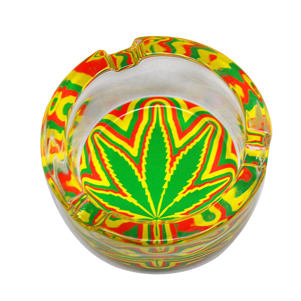 Marijuana Leaf Glass Ashtray (Random Pattern)