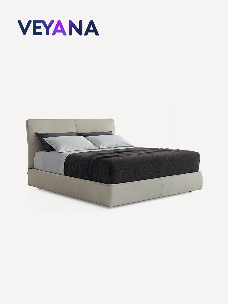 Italian minimalist bed, high-end modern soft pack bed, high-end,fabric, Villa, hotel, apartment double bed