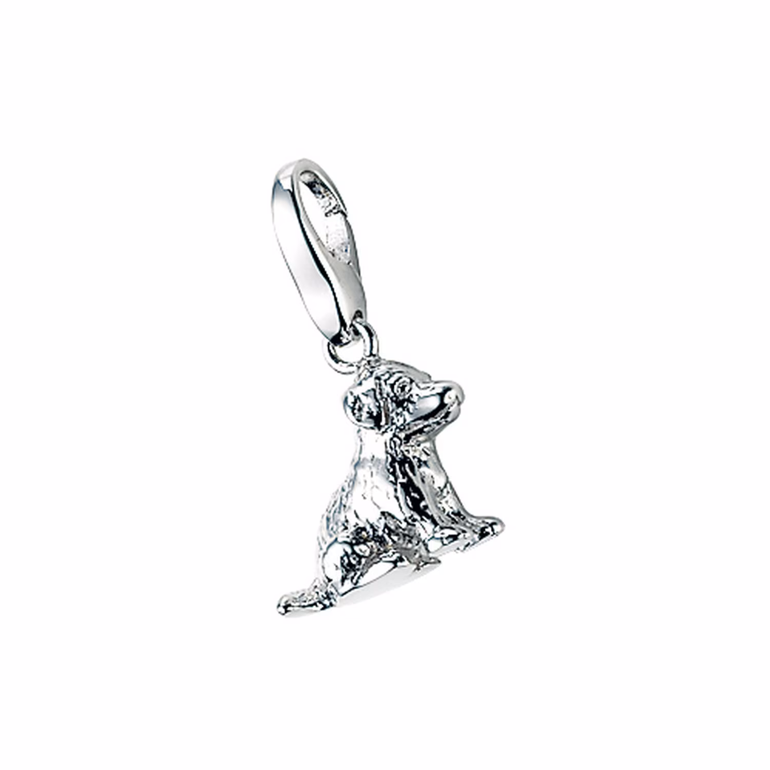 Charm Hund sitzend, Silber 925