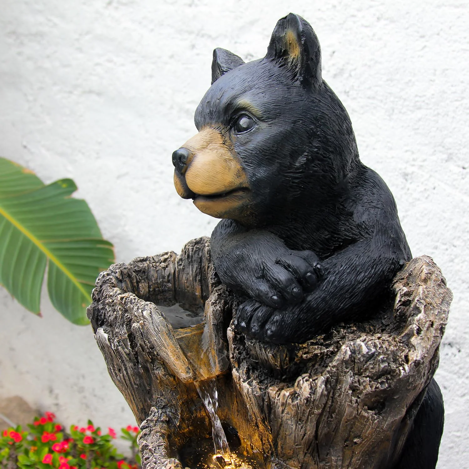 40.16" H 5 Tier Outdoor Fountain Black Bears Climbing Tree Garden Water Fountain Outdoor Water Feature Resin for Farmhouse Patio Yard Deck Home Lawn Porch House Relaxation Exterior Balcony