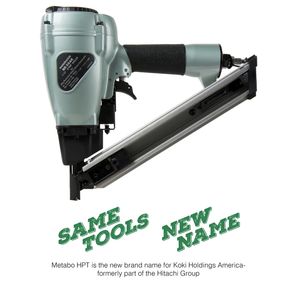 Metabo HPT Metal Connector Nailer | Pro Preferred Brand of Pneumatic Nailers | 36 Degree Magazine | Accepts up to 1-1/2-Inch Nails | Ideal for Fastening Metal Connectors to Wood | NR38AK