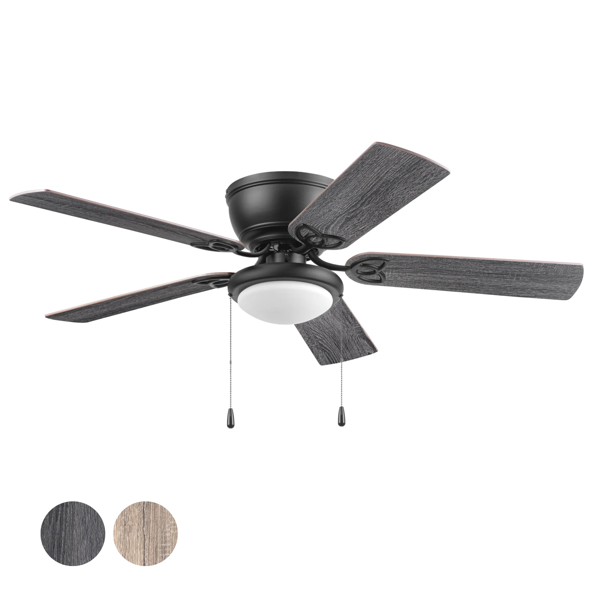 Mainstays 52" Black Traditional Indoor Ceiling Fan with Light, Pull Chain Control & Reverse Airflow