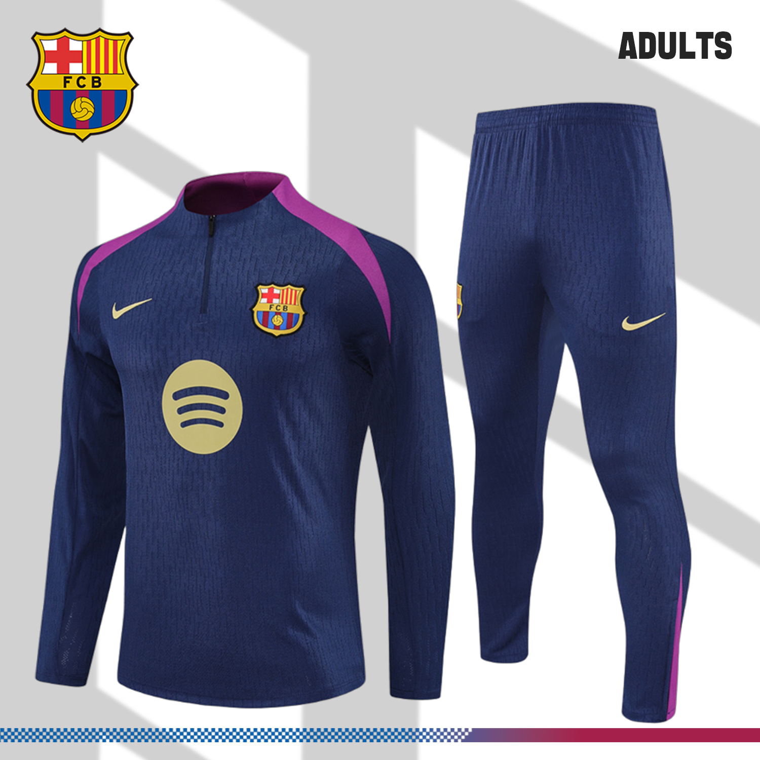 2024/2025 Barcelona Royal Blue Half Zip Tracksuit (Adult Kit)