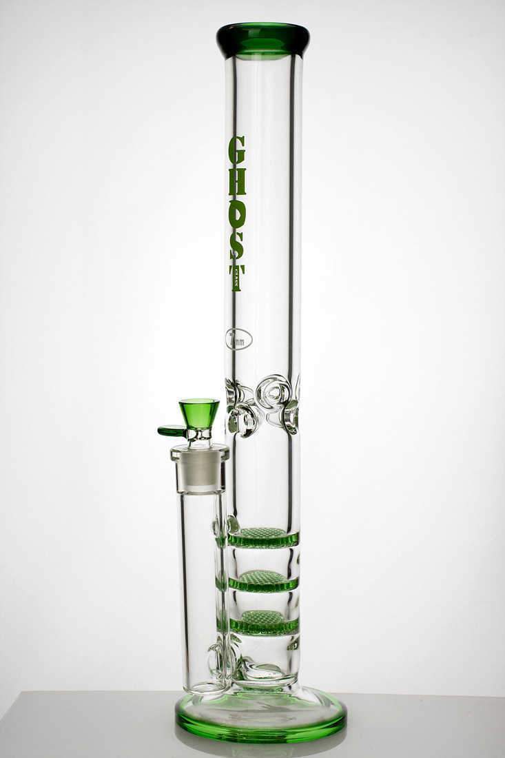 18 Ghost thick glass Thriple Flat Diffuser water bong