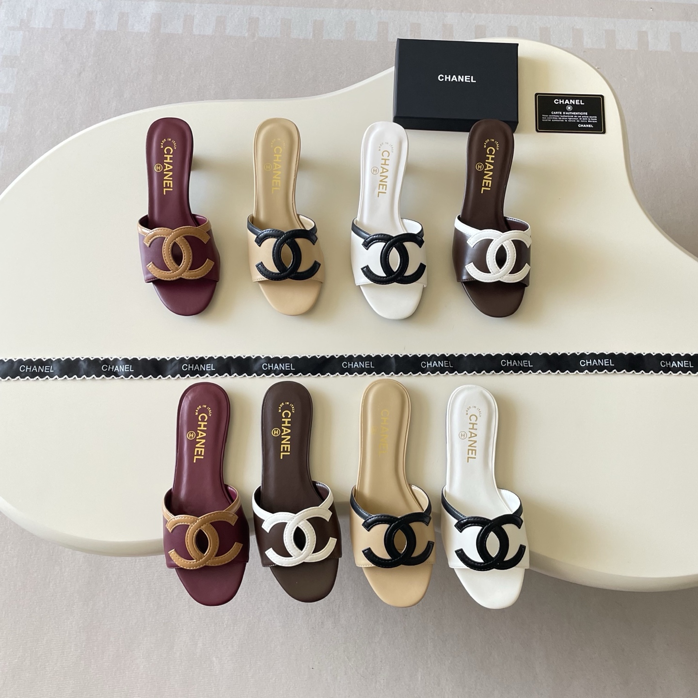 Chanel 26P Double C Two-Tone Flat Slippers