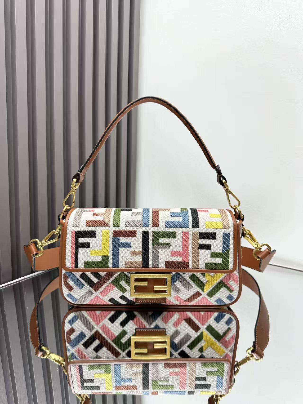 Fendi Baguette Multicolour Canvas Bag