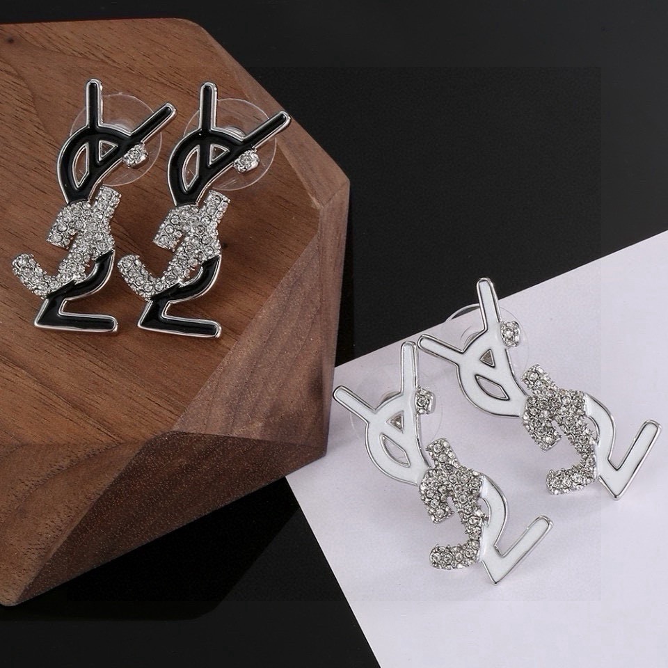YSL Cassandre Stud Rhinestone Earrings
