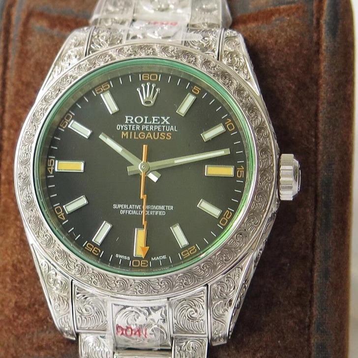 Rolex Watch MILGAUSS 40MM STAINLESS STEEL GREEN BLACK ORANGE DIAL