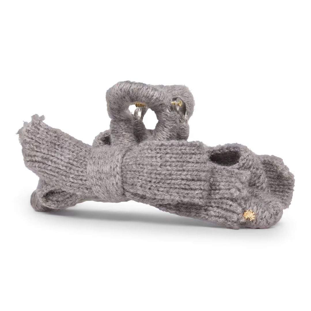 Lele Sadoughi  Heather Gray Cable Knit Bow Claw Clip