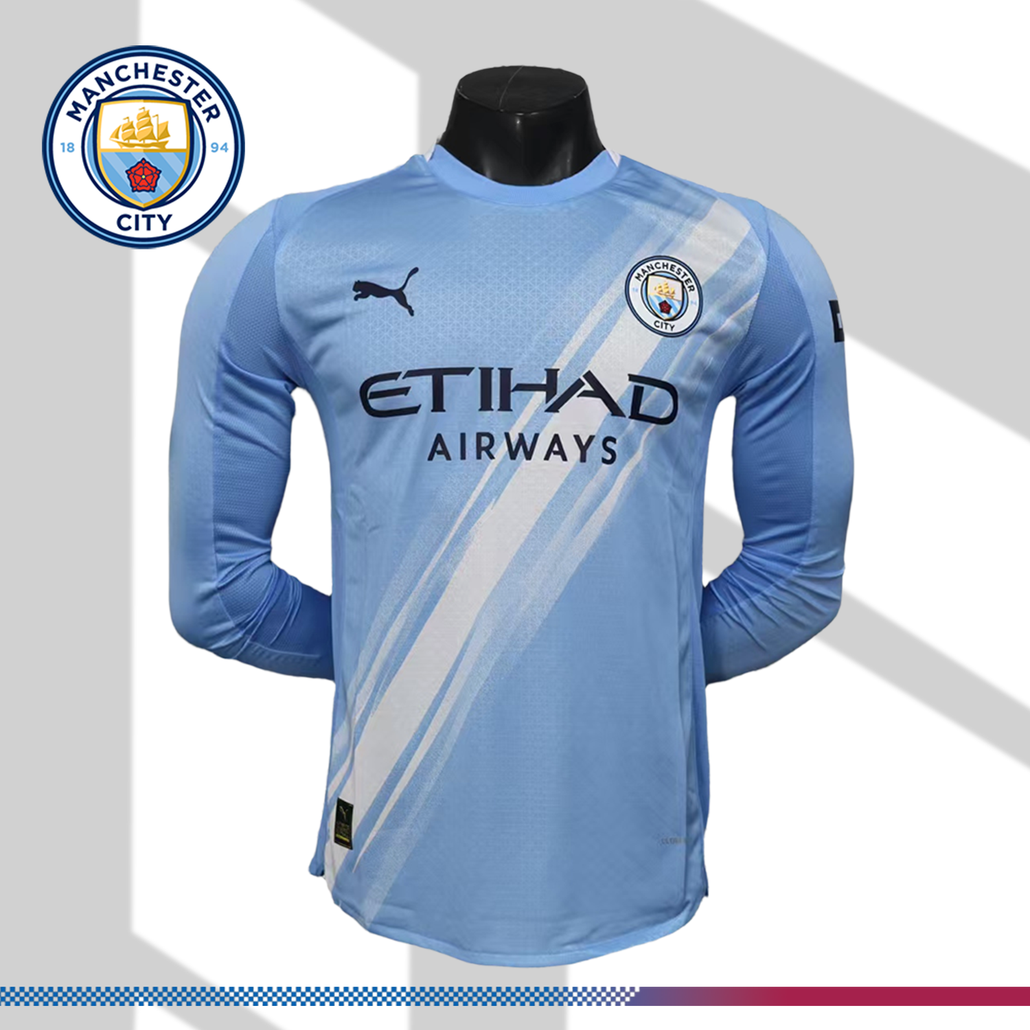 2025/2026 Manchester City FC Home Long Sleeve Football Shirt (Player)