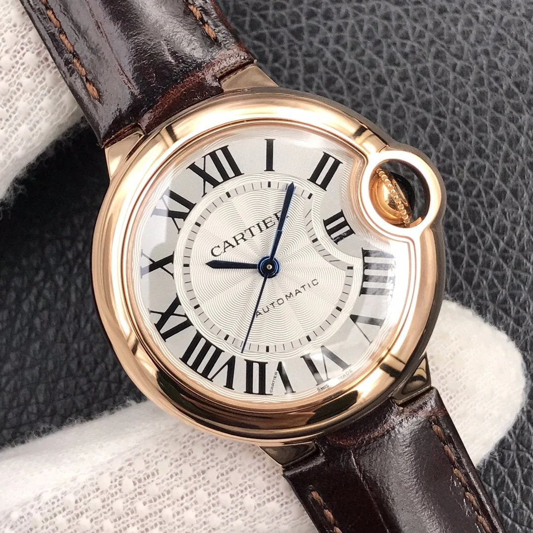Cartier Watch BALLON BLEU 33MM AUTOMATIC ROSE GOLD CASE BROWN LEATHER