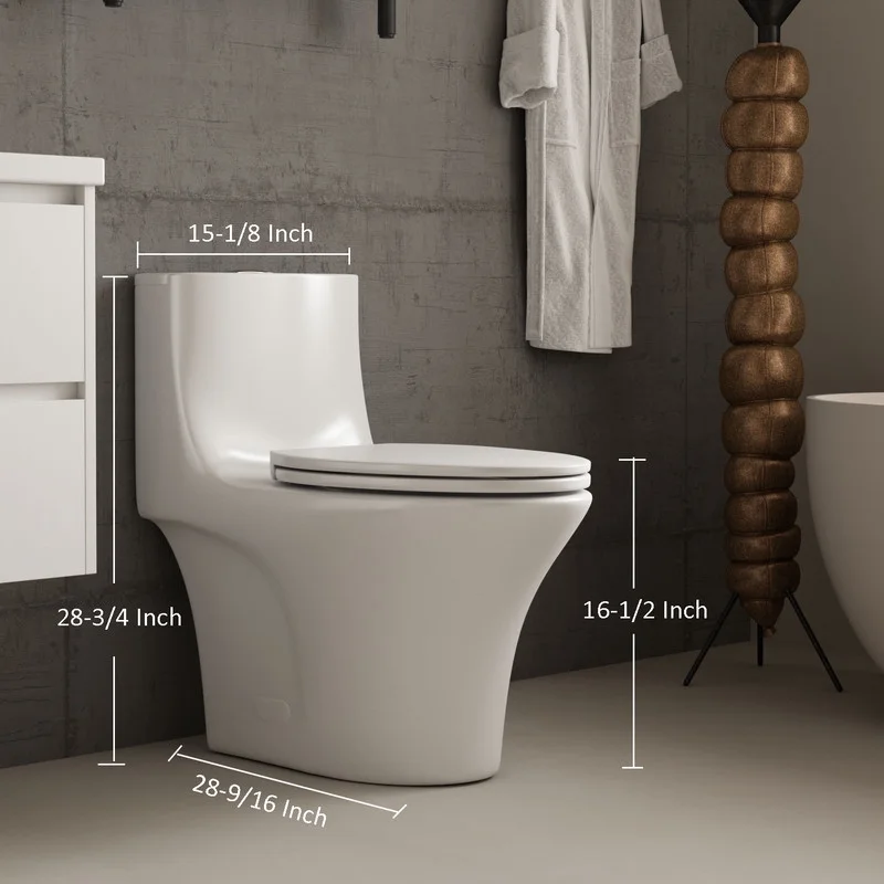 Albriya A1878 Modern One Piece Toilet, Standard Bathroom Toilet Power Dual Flush 1.1/1.6 GPF with Comfortable Seat ADA Height 16 1/2’? 12’?Rough-In, MaP 1000g, Glossy White
