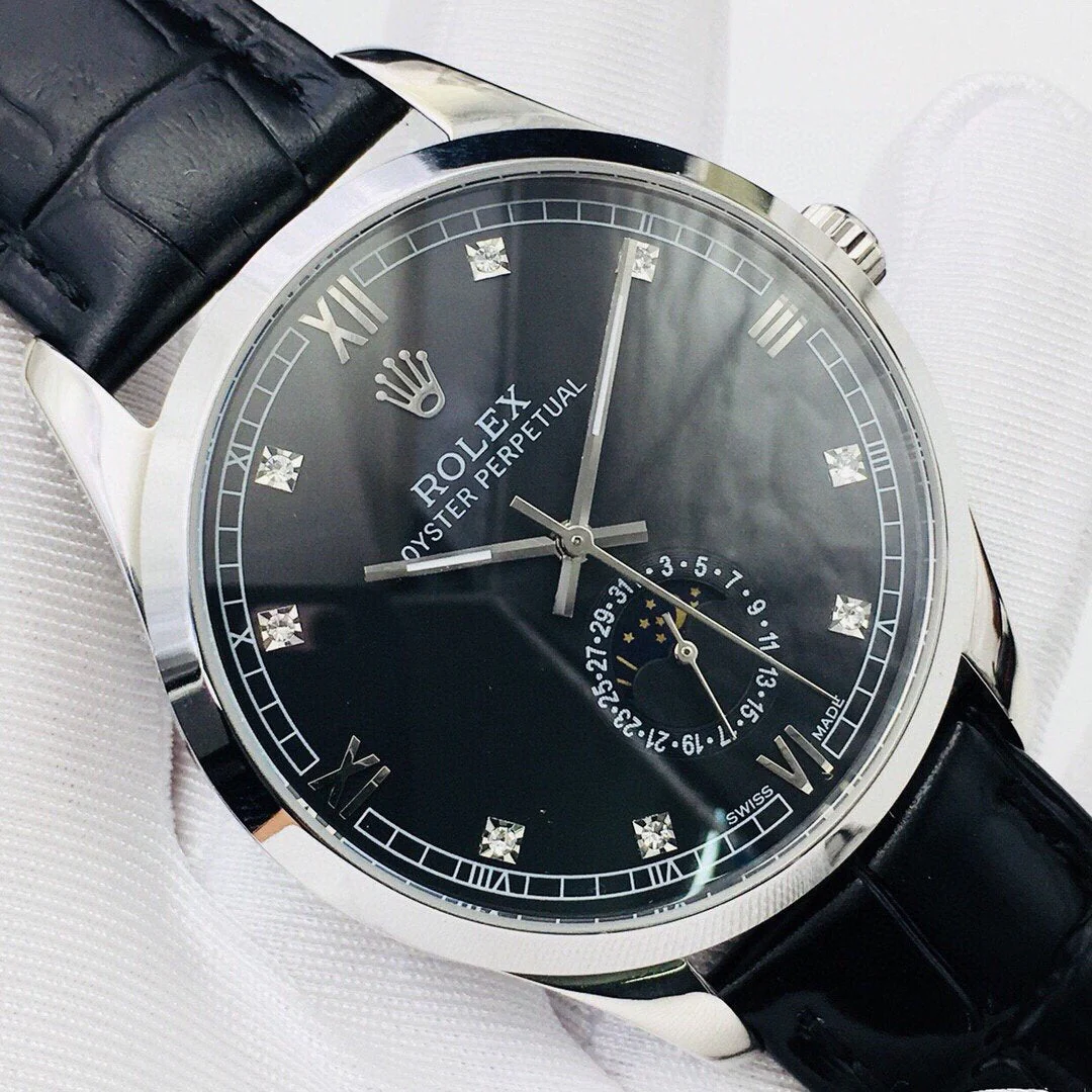 Rolex Watch OYSTER PERPETUAL 41 MOONPHASE STEEL CASE BLACK DIAL Watch