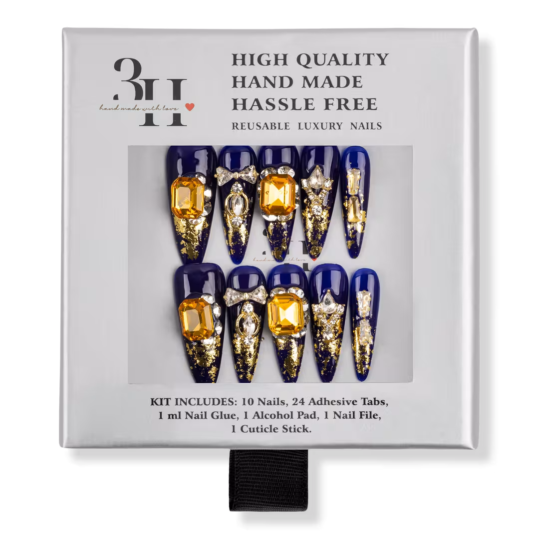 3H Nails  Empire Gold - Long Stiletto Press-On Nails