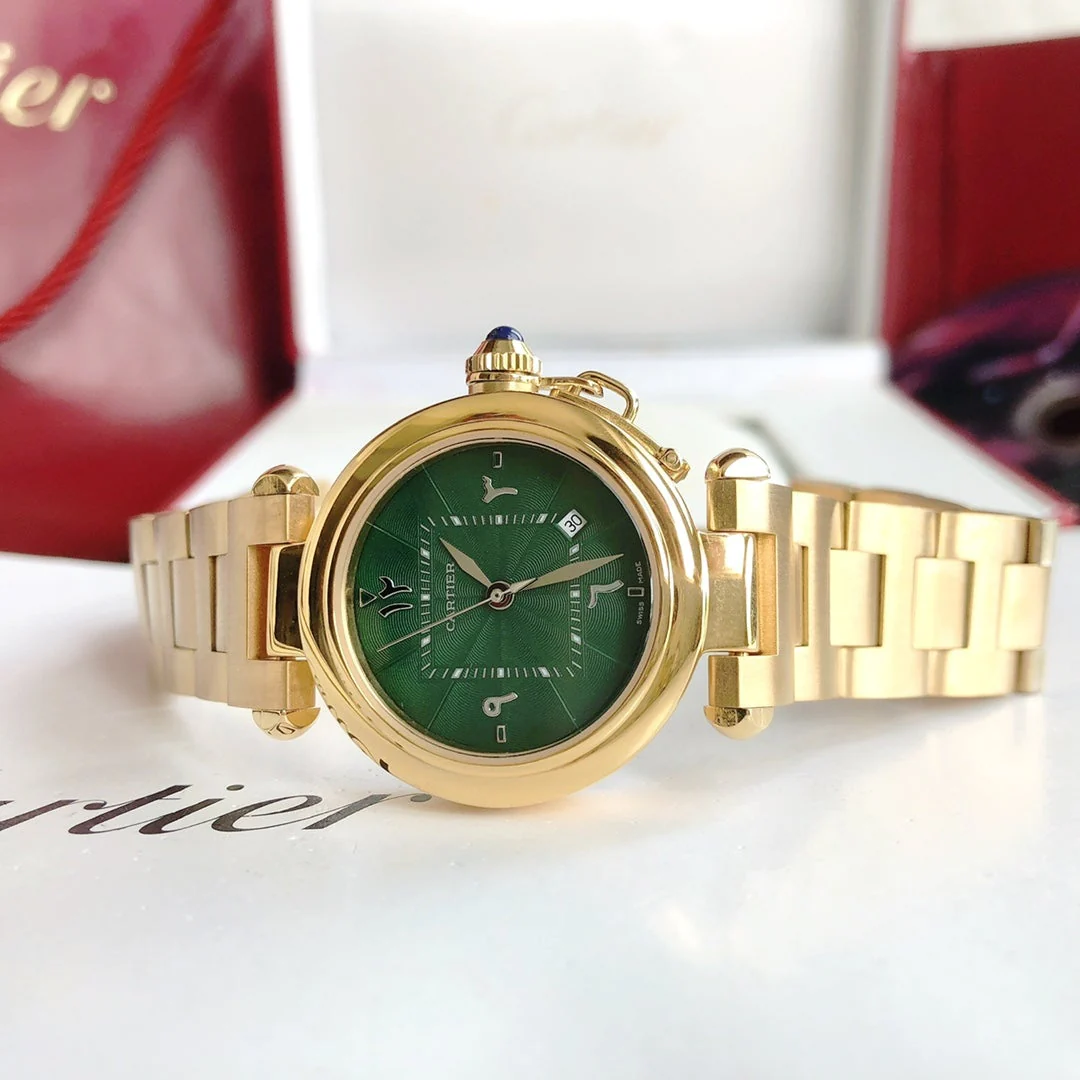 Cartier Watch PASHA 35MM QUARTZ GOLD CASE BLUE DIAL