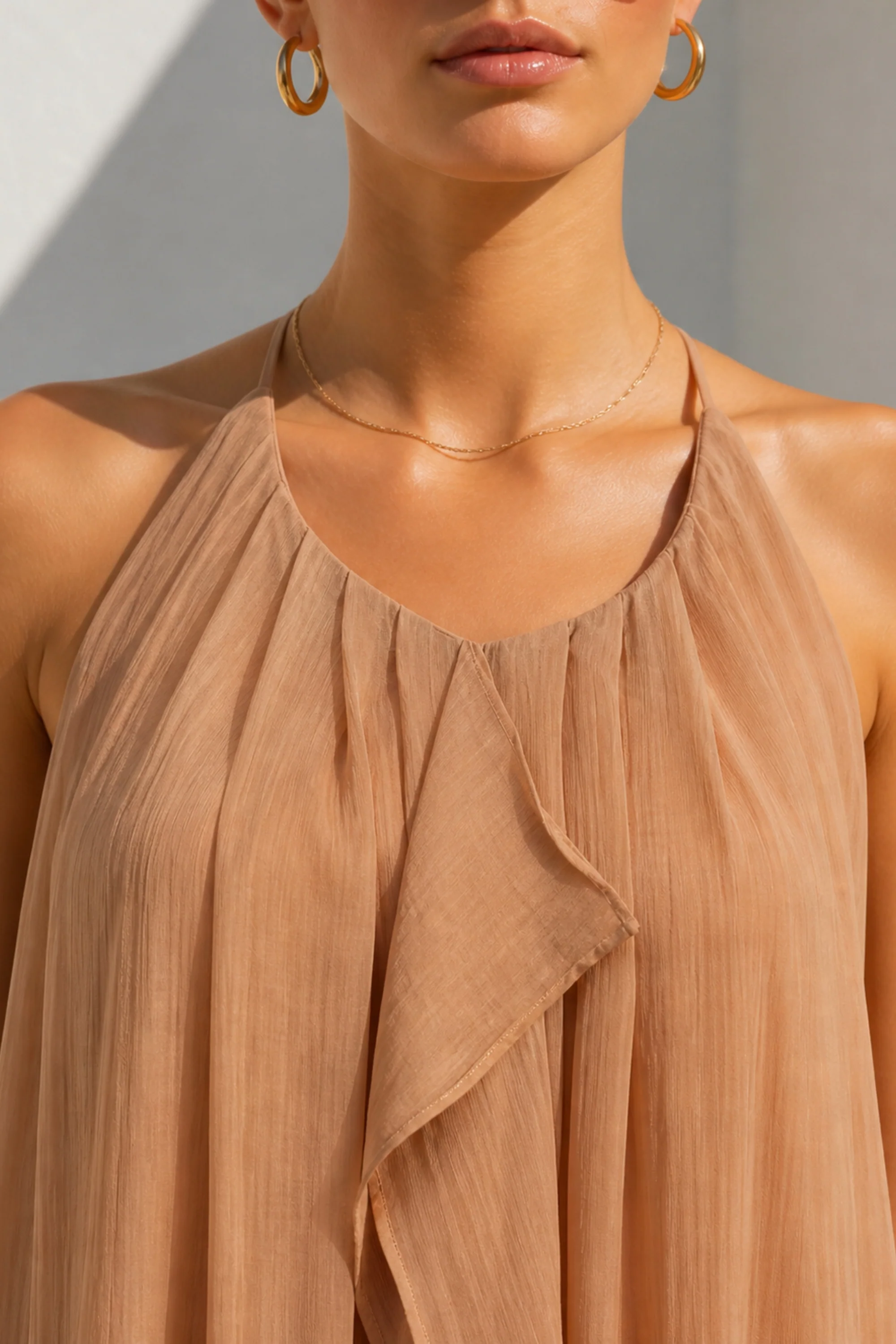 Peach Serenity Ruffle Dress