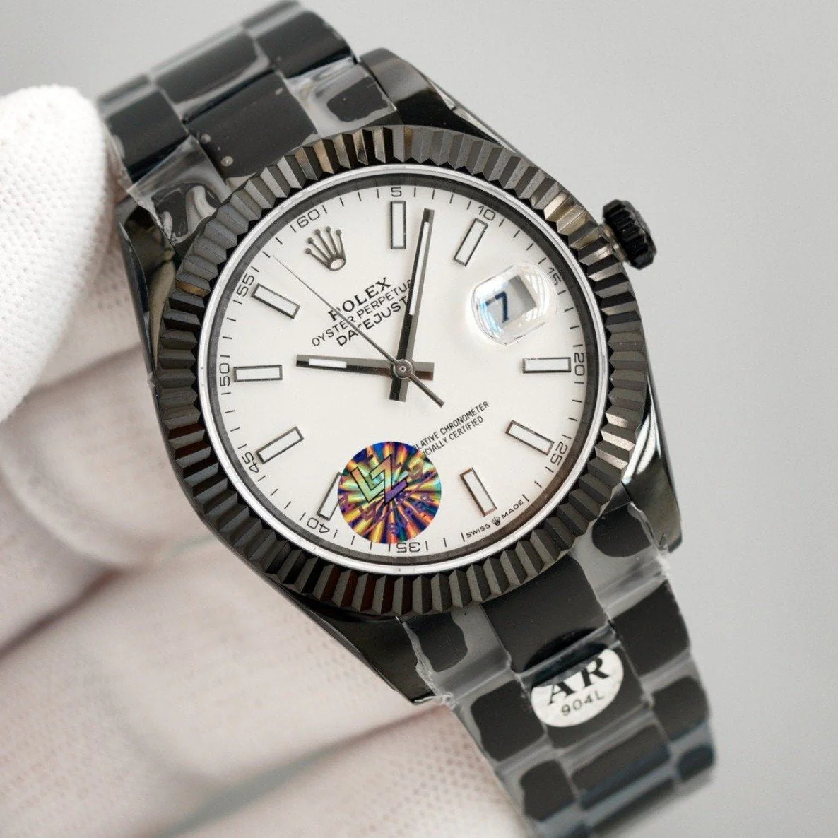 Rolex Watch DATEJUST 41MM CUSTOM BLACK PVD WHITE DIAL