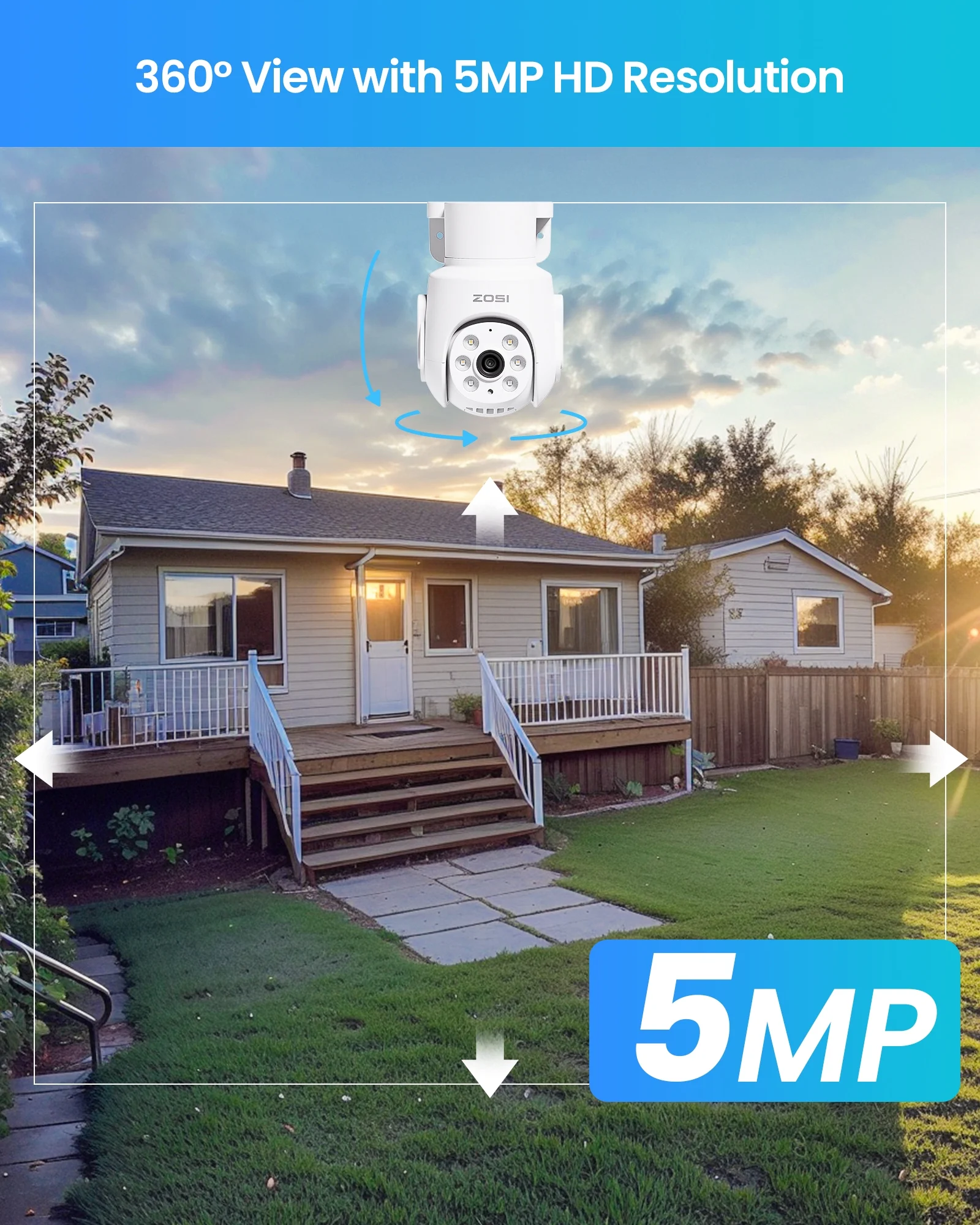 ZOSI 5MP Security Camera System, WiFi 6 8CH NVR  with 1TB HDD for 24/7 Record, Wilress Pan Tilt Security camera with Color Night Vision, Auto Tracking, AI Human Detect, 2-Way Audio, Home Security