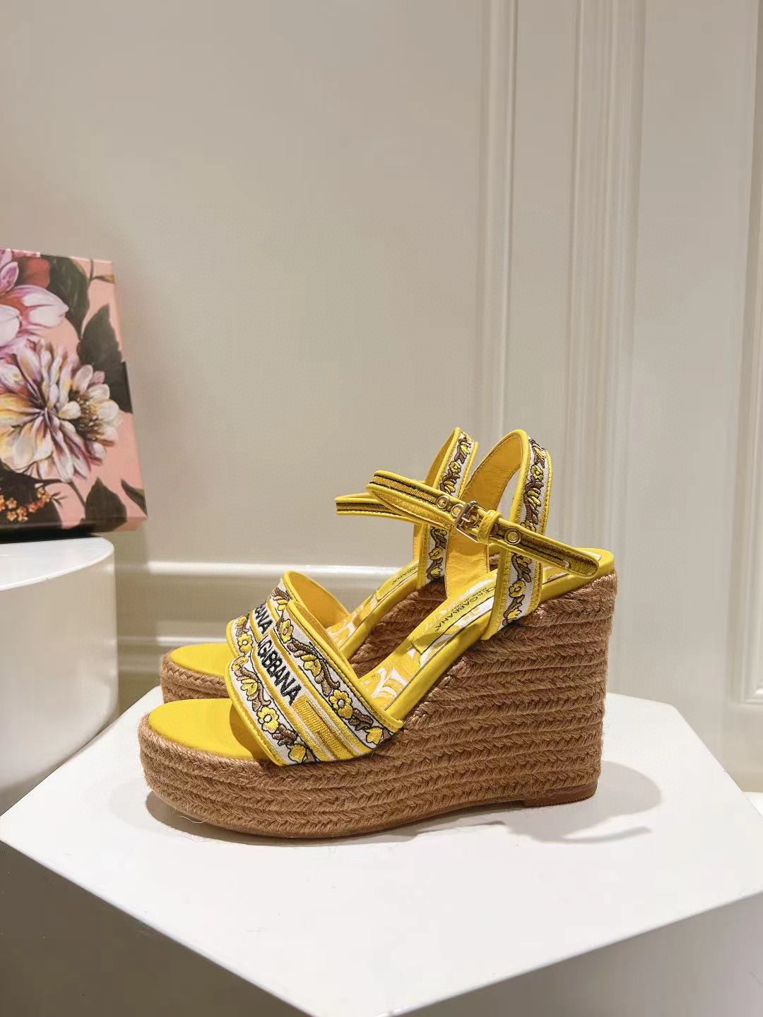 Dolce & Gabbana Hemp Rope Wedge Sandals