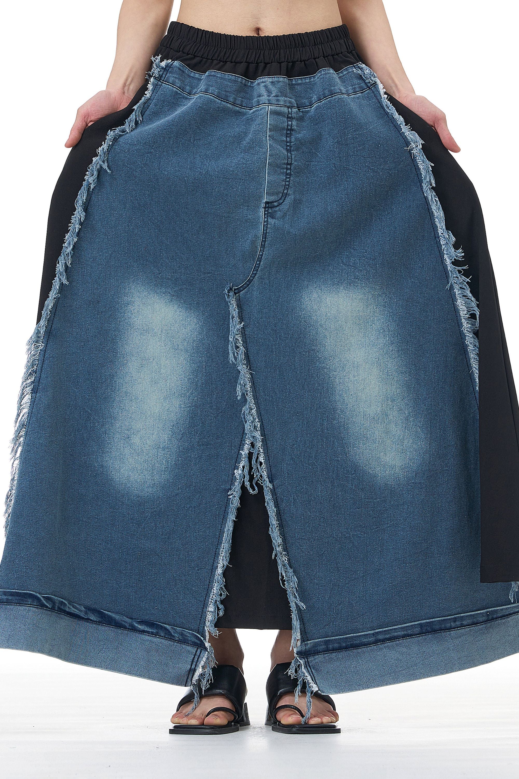 Faded Denim Twin Fabric Skirt