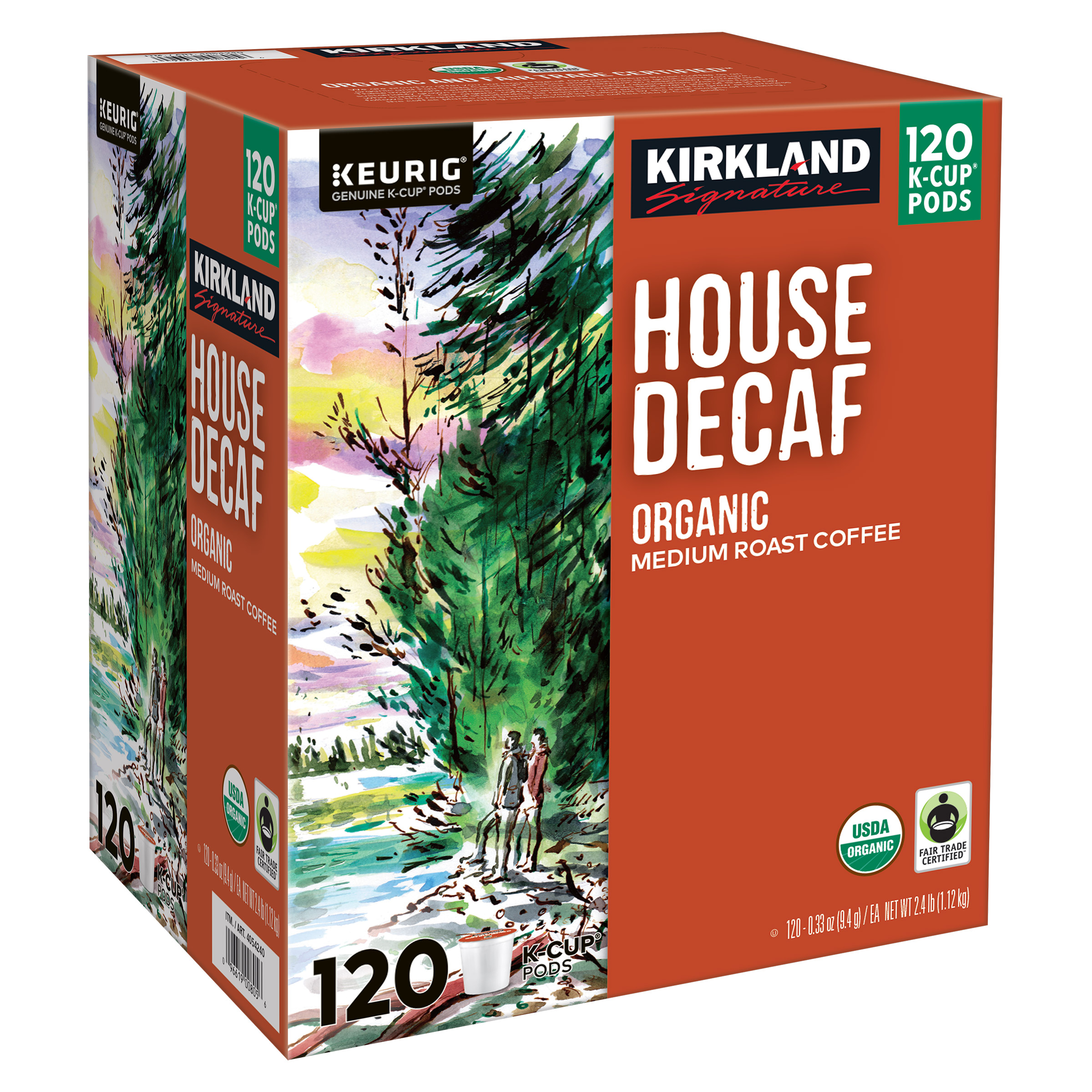 Kirkland Signature Coffee Organic House Decaf K-Cup Pod, 120-count