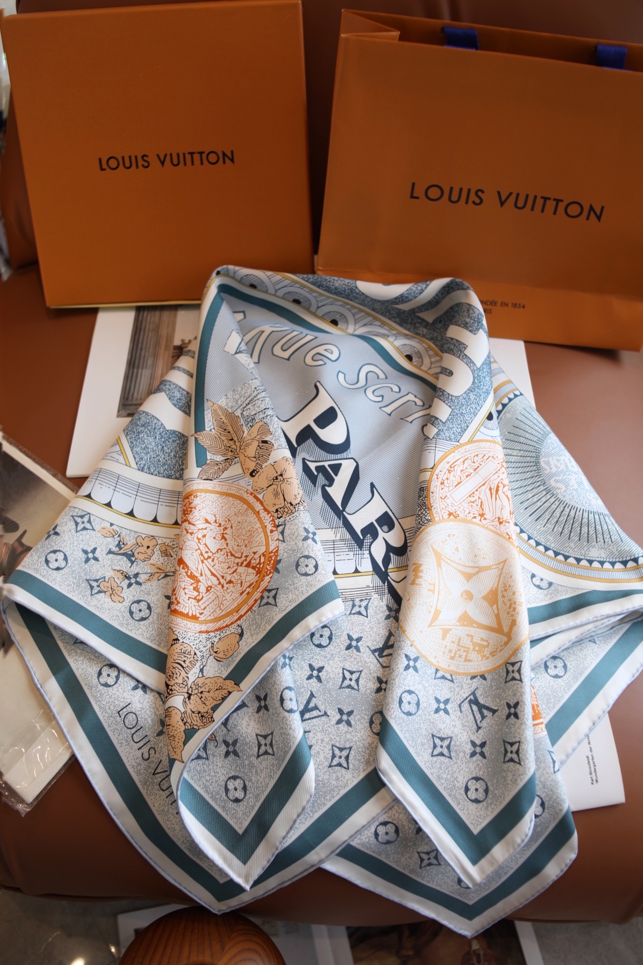 [10A] LV Paris 90cm Silk Scarf