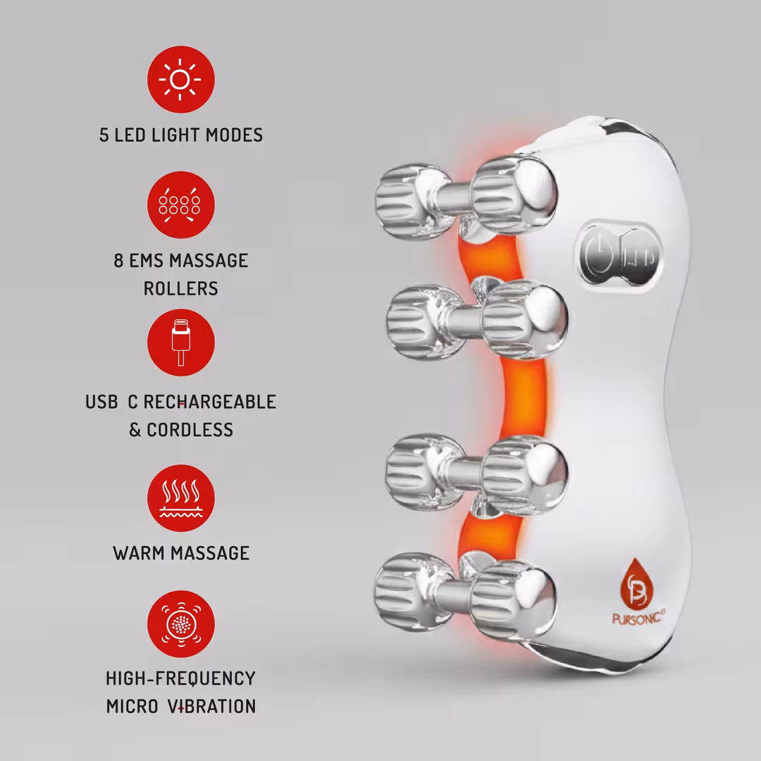 PURSONIC  5-in-1 LED Light Therapy Skin Roller Massager