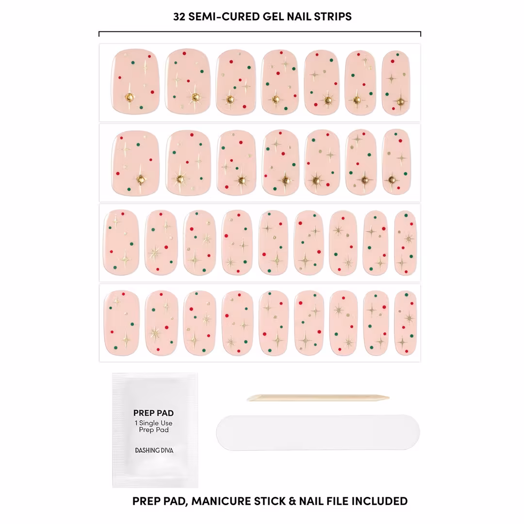Dashing Diva  GLAZE DESIGN, Semi-Cured Gel Nail Strips, Joy to the World