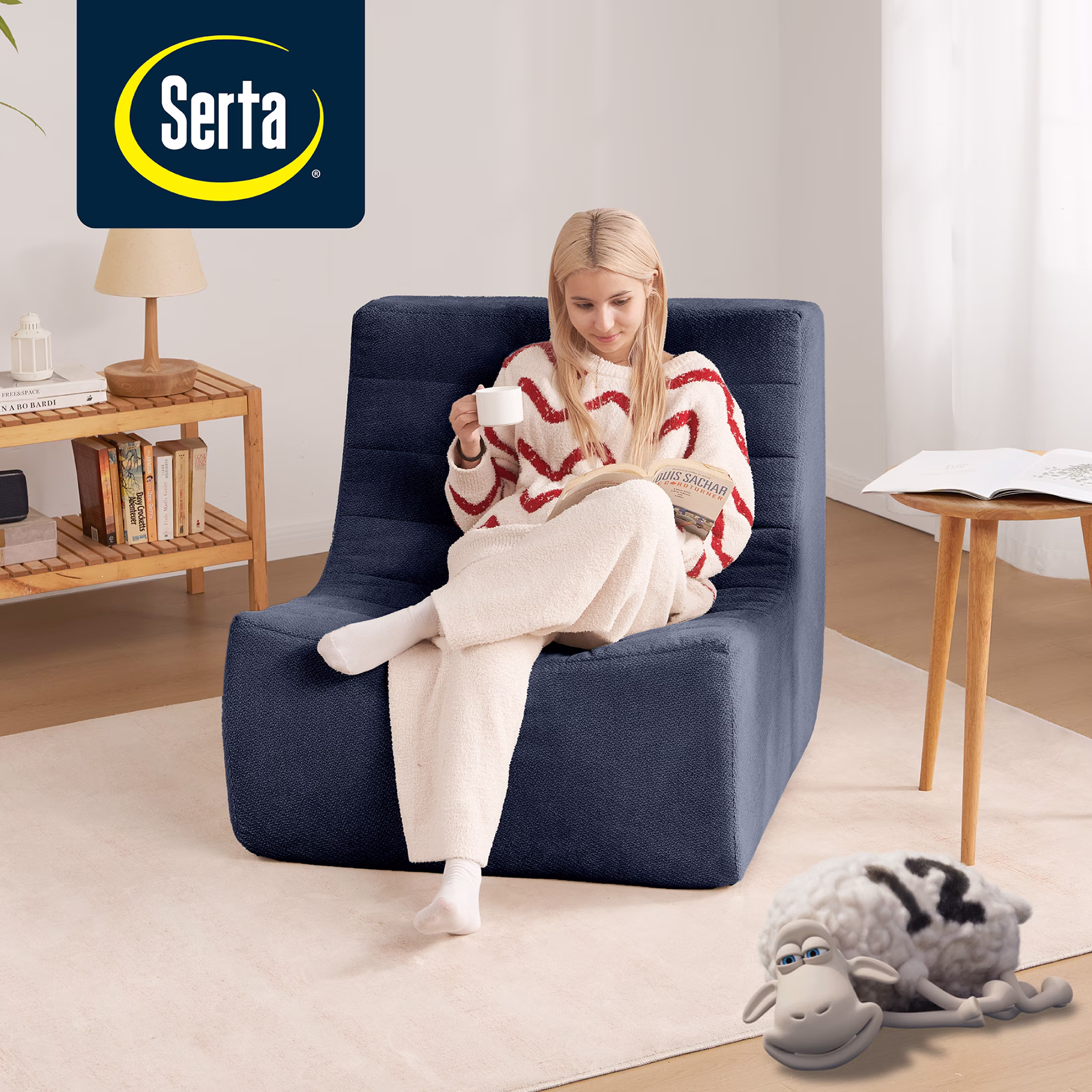 Serta Lisbon Foam Filled Lounger Chair, Navy