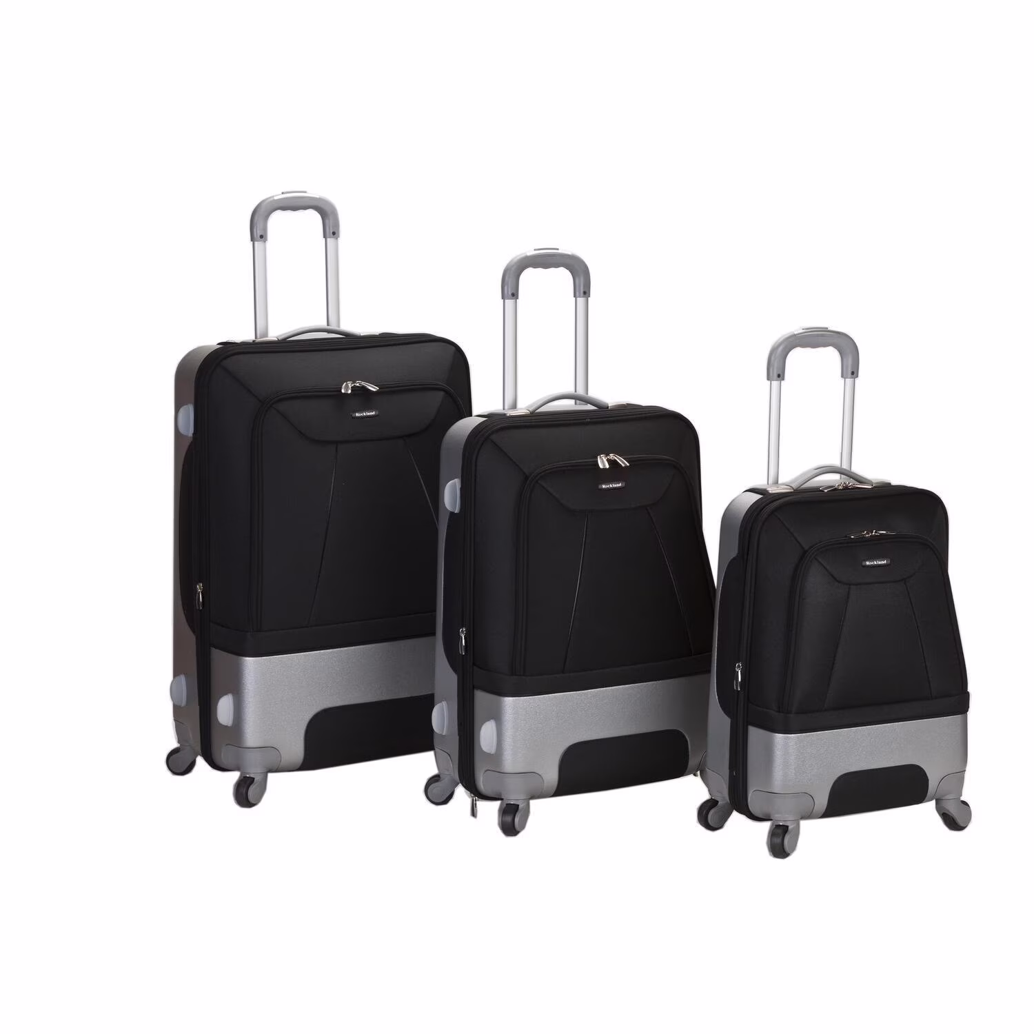 Rockland 20 Unisex 3-Piece Hybrid Softside & Hardside Spinner Luggage Set, Black