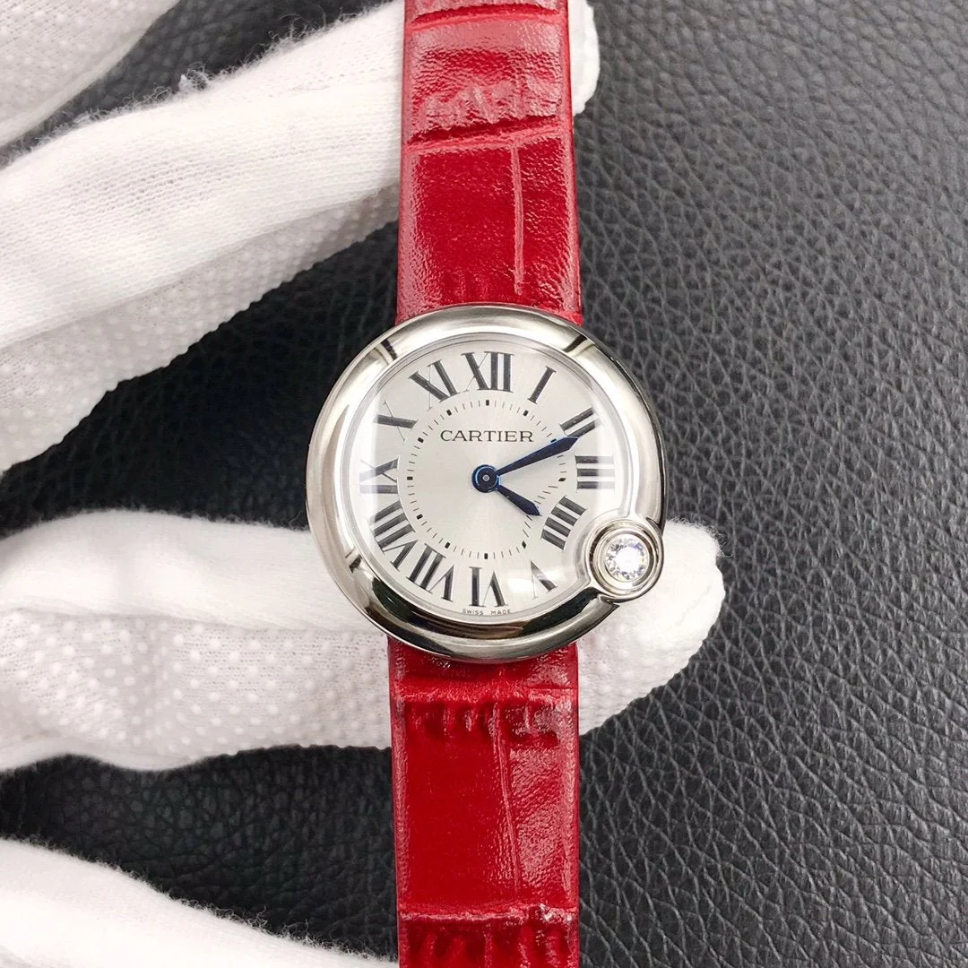 Cartier Watch BALLON BLANC DE CARTIER QUARTZ STEEL CASE RED LEATHER