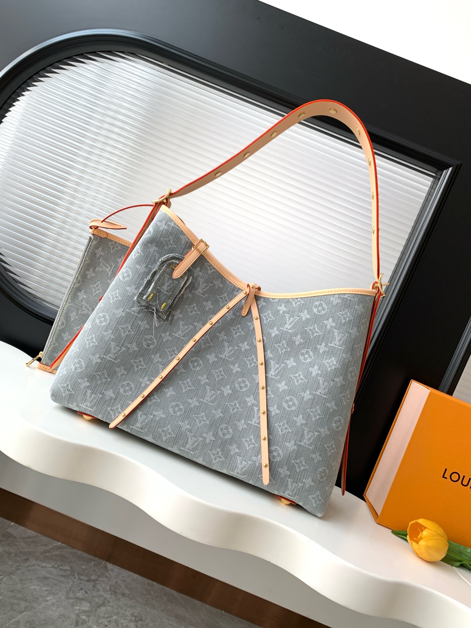 LV Carryall MM Washed Grey Denim Tote bag