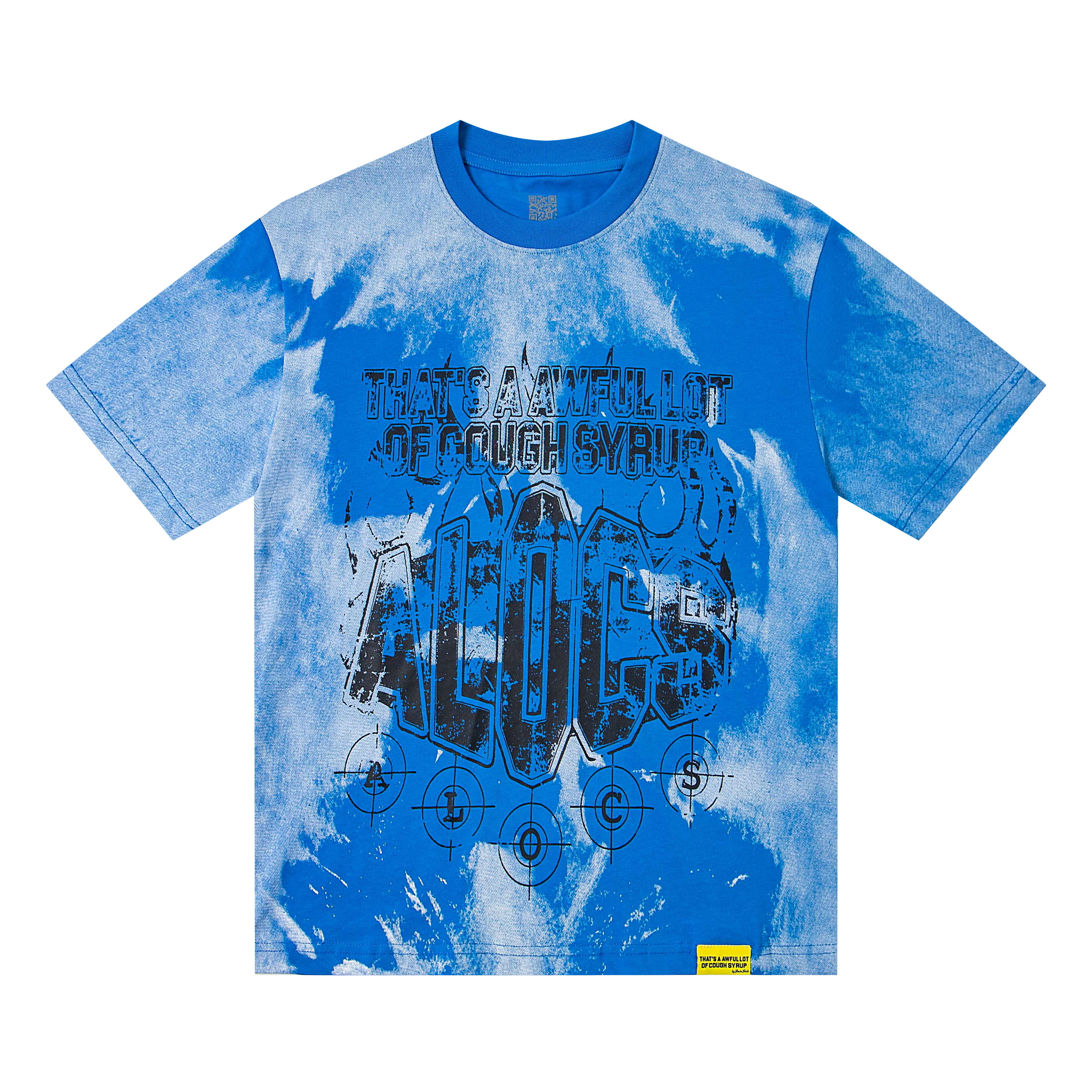 Cool blue washed and printed short-sleeved shirt