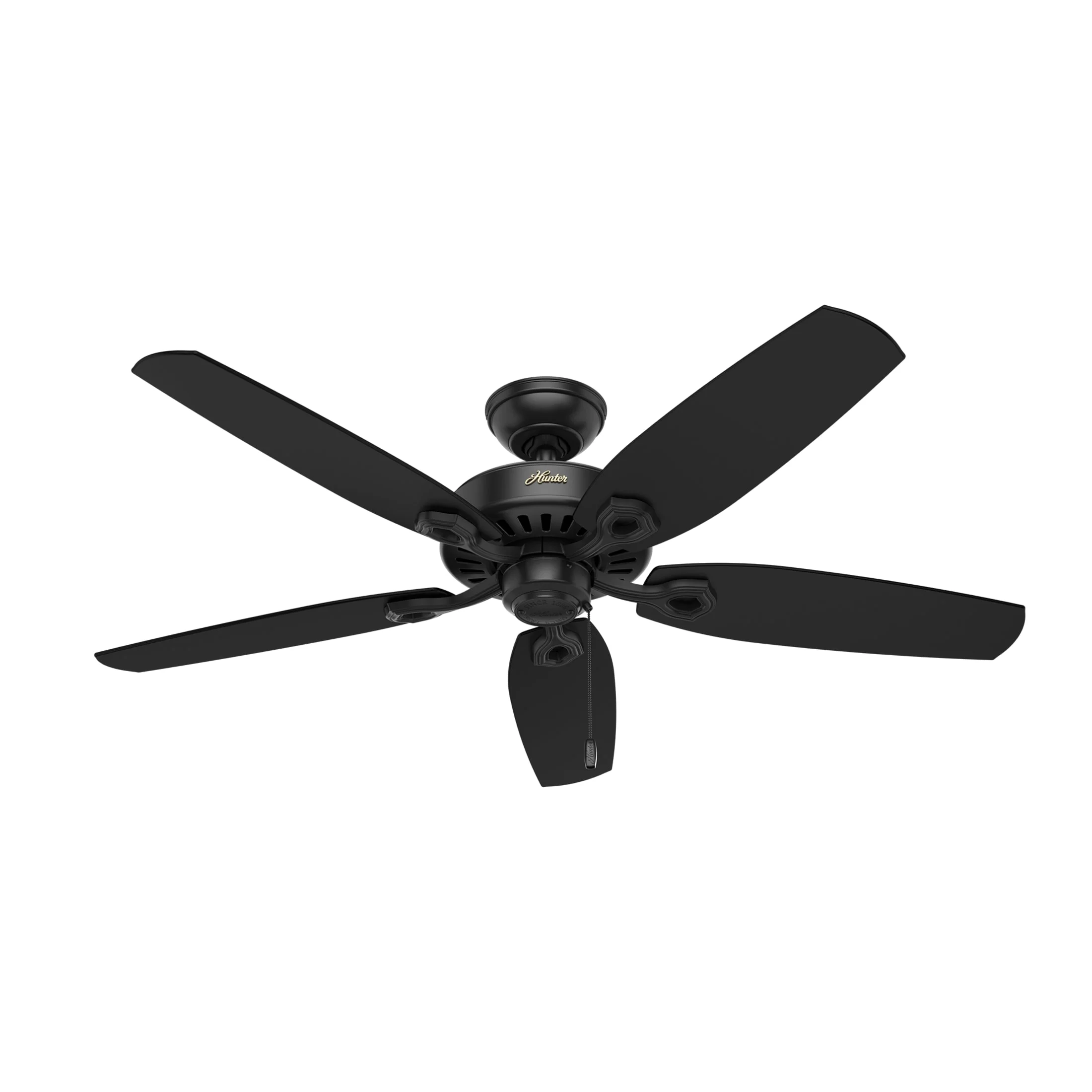 Hunter - Builder Indoor Ceiling Fan, 52-inch, Matte Black, Traditional-style, 3-speed WhisperWind Motor, 53243, for living rooms, bedrooms, home offices, kitchens