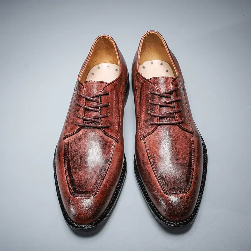 Men's retro first layer cowhide soft sole shoes