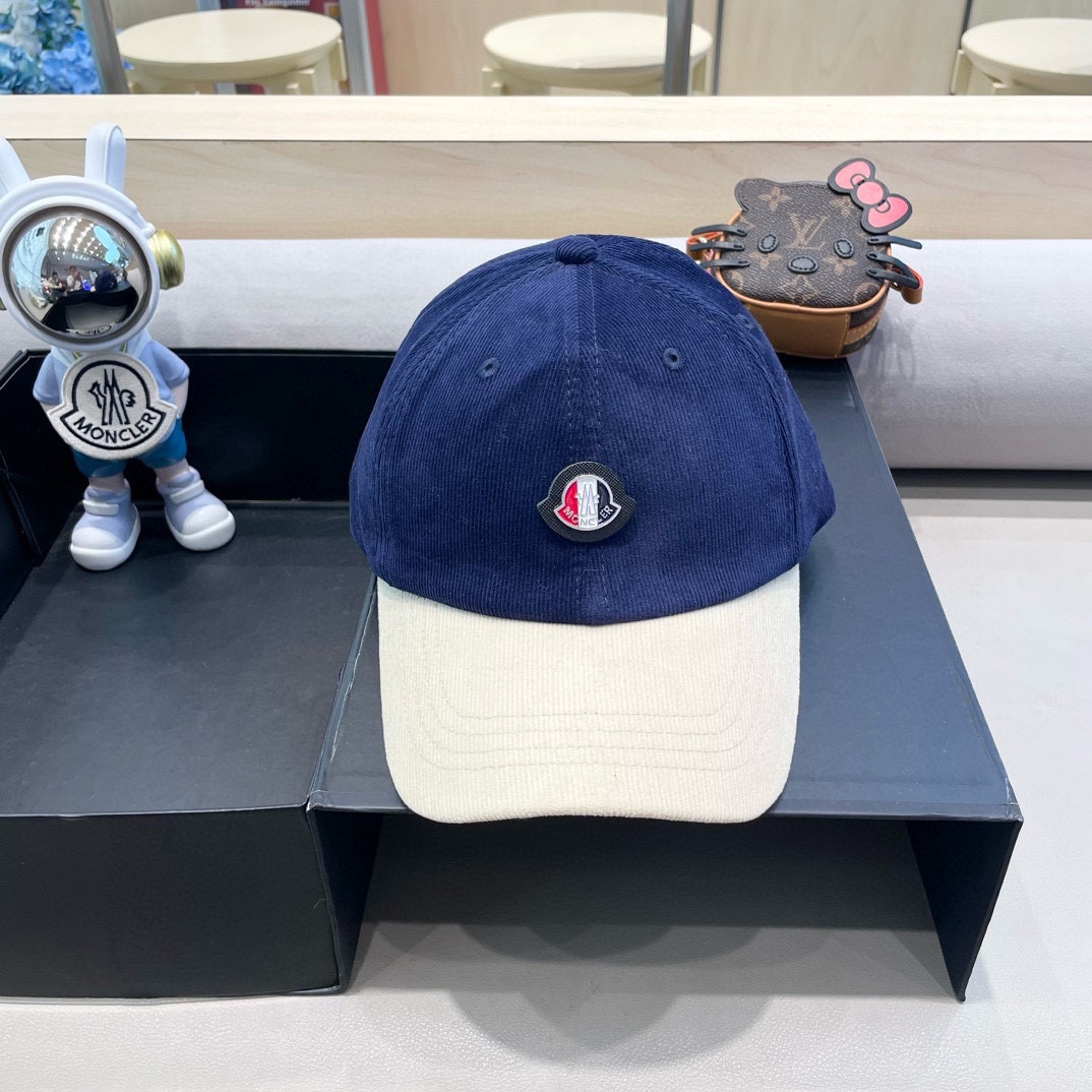 Moncler Color Block Corduroy Hard Top Baseball Cap