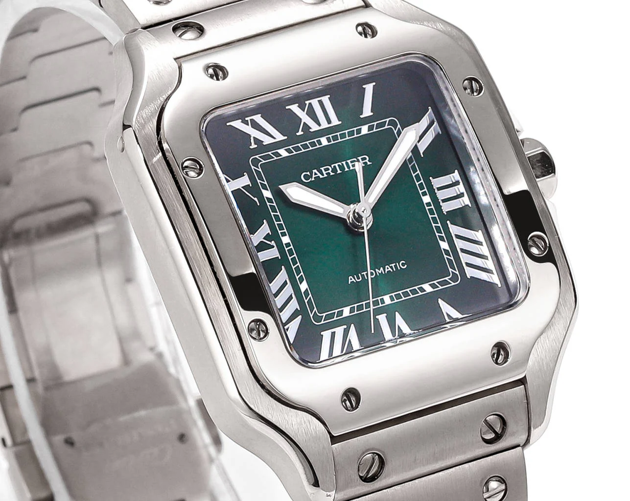 Cartier Watch SANTOS LADY 35.1MM STEEL CASE DEEP GREEN DIAL