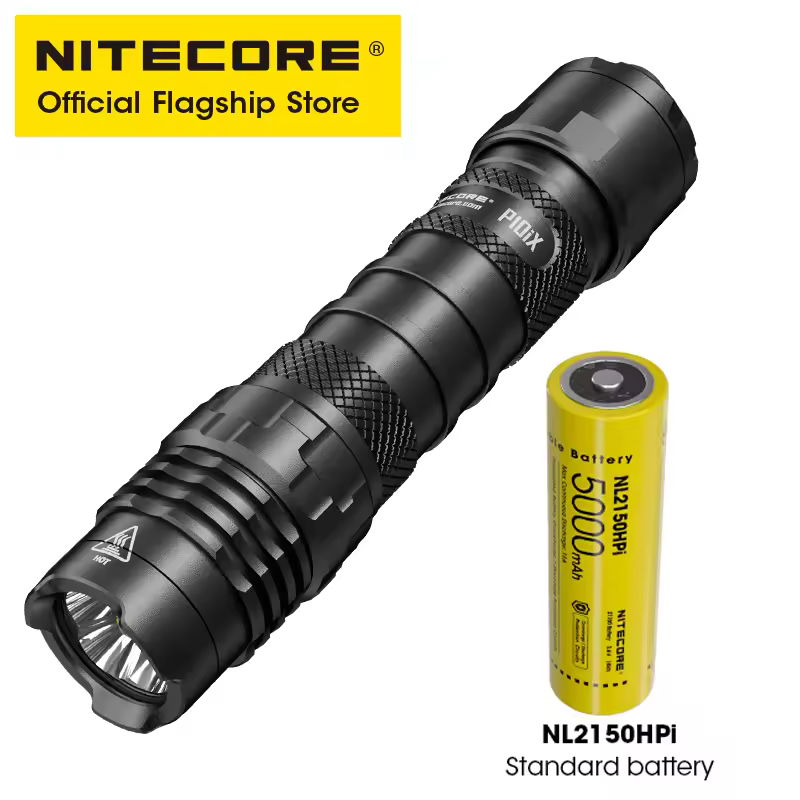 NITECORE P10iX Rechargeable Flashlight Powerful 4000 Lumens USB Tactical Flashlight One Button Strobe, 5000mAh NL2150HPi Battery