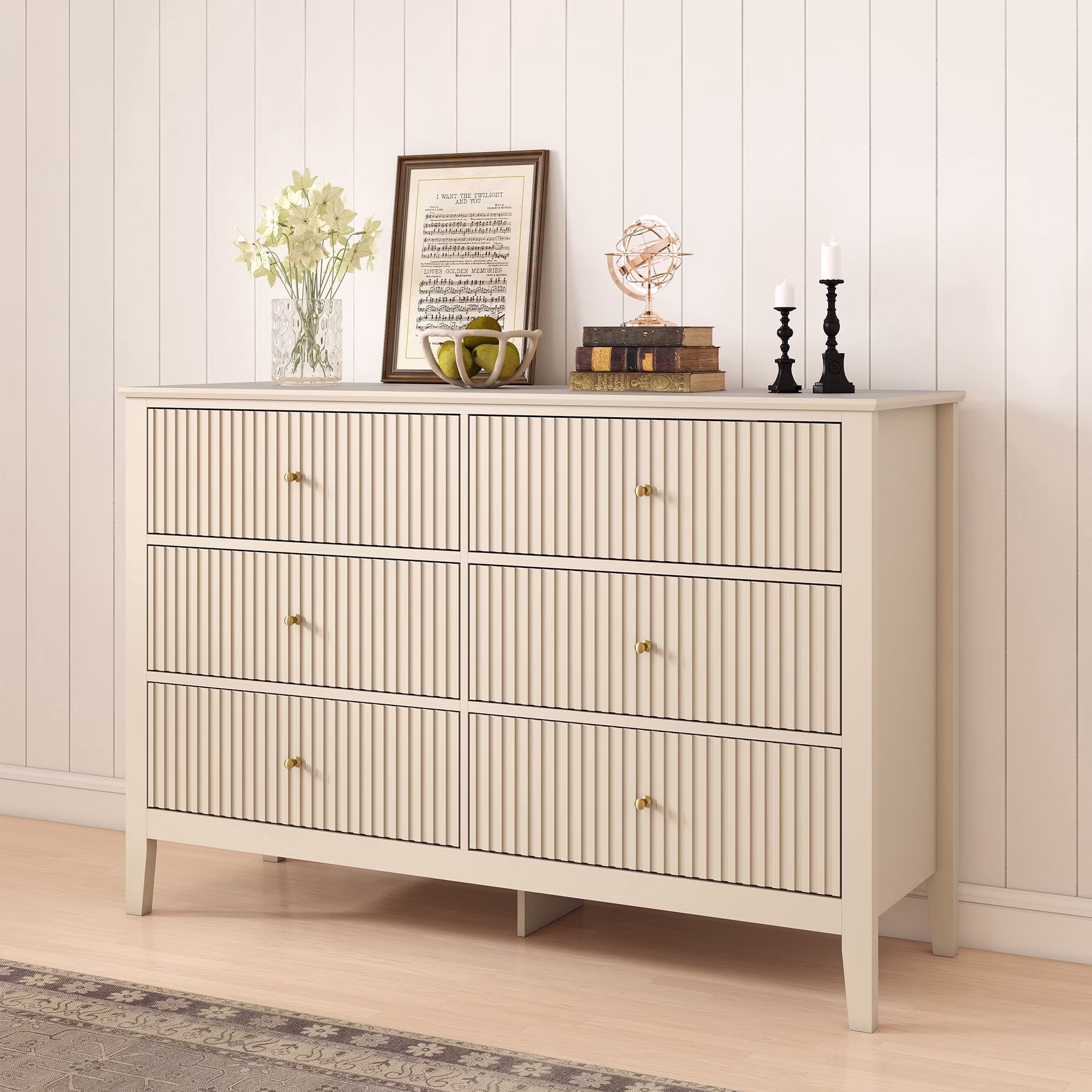 6-Drawer Double Dresser for Bedroom, Green